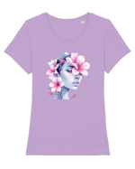 FLORAL GEOMETRIC MAGNOLII Feminitate  3 Tricou mânecă scurtă guler larg fitted Damă Expresser