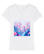 FLORAL GEOMETRIC - PEISAJ SUPERNATURAL 2 Tricou mânecă scurtă guler V Damă Evoker