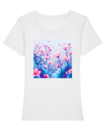 FLORAL GEOMETRIC - PEISAJ SUPERNATURAL 2 Tricou mânecă scurtă guler larg fitted Damă Expresser