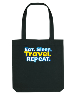 EAT SLEEP TRAVEL REPEAT - Mananca. Dormi. CALATORESTE. Repeta Sacoșă textilă