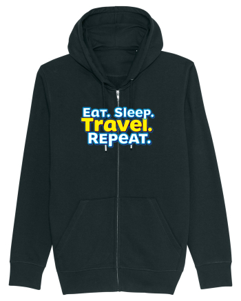 EAT SLEEP TRAVEL REPEAT - Mananca. Dormi. CALATORESTE. Repeta Black