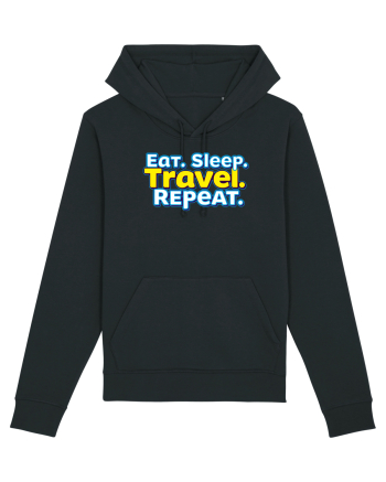 EAT SLEEP TRAVEL REPEAT - Mananca. Dormi. CALATORESTE. Repeta Black