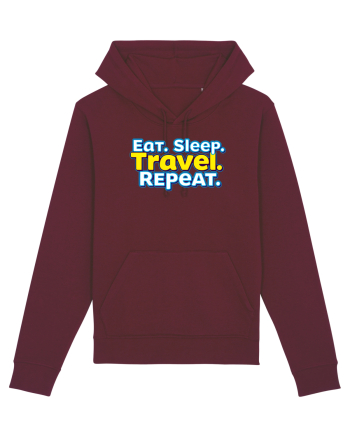 EAT SLEEP TRAVEL REPEAT - Mananca. Dormi. CALATORESTE. Repeta Burgundy