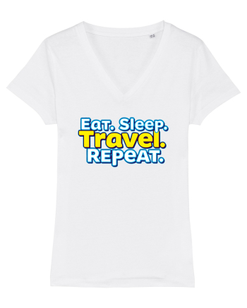 EAT SLEEP TRAVEL REPEAT - Mananca. Dormi. CALATORESTE. Repeta White
