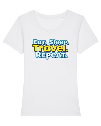 EAT SLEEP TRAVEL REPEAT - Mananca. Dormi. CALATORESTE. Repeta White
