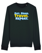 EAT SLEEP TRAVEL REPEAT - Mananca. Dormi. CALATORESTE. Repeta Bluză mânecă lungă Unisex Rise