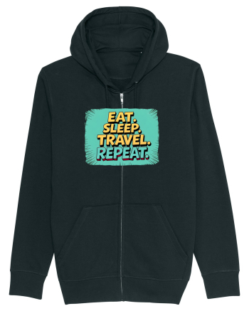 EAT SLEEP TRAVEL REPEAT - Mananca. Dormi. CALATORESTE. Repeta 2 Black