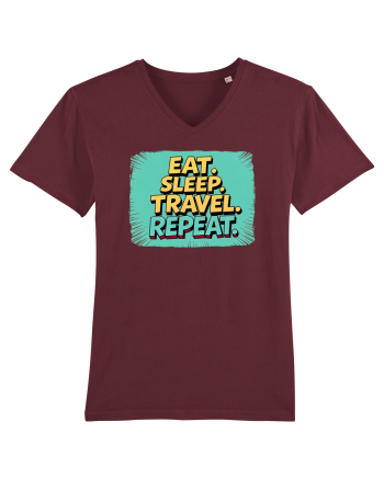 EAT SLEEP TRAVEL REPEAT - Mananca. Dormi. CALATORESTE. Repeta 2 Burgundy