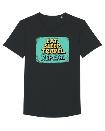 EAT SLEEP TRAVEL REPEAT - Mananca. Dormi. CALATORESTE. Repeta 2 Black