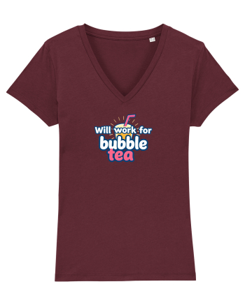 WILL WORK FOR BUBBLE TEA Burgundy