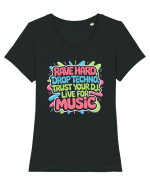 Rave Hard Drop Techno Trust Your DJ Live For Music Tricou mânecă scurtă guler larg fitted Damă Expresser
