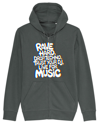 Rave Hard Drop Techno Trust Your DJ Live For Music Anthracite