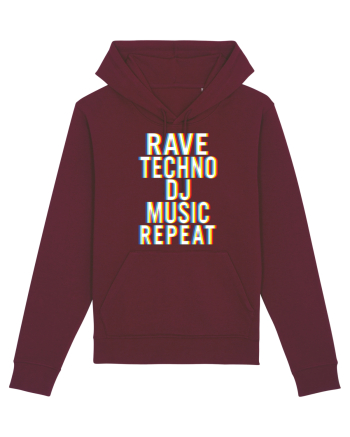 Rave Techno DJ Music Repeat Burgundy