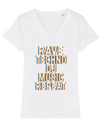 Rave Techno DJ Music Repeat White