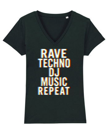 Rave Techno DJ Music Repeat Black