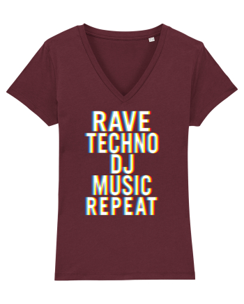 Rave Techno DJ Music Repeat Burgundy