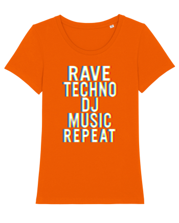 Rave Techno DJ Music Repeat Bright Orange