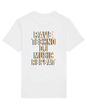 Rave Techno DJ Music Repeat White
