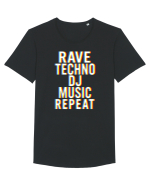 Rave Techno DJ Music Repeat Tricou mânecă scurtă guler larg Bărbat Skater