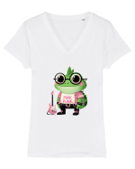 Pink Punk -green toad 1 Tricou mânecă scurtă guler V Damă Evoker
