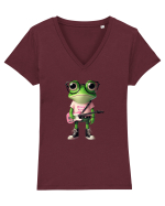 Pink Punk -green toad 2 Tricou mânecă scurtă guler V Damă Evoker