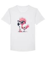 Pink Punk -pink flamingo 2 Tricou mânecă scurtă guler larg Bărbat Skater