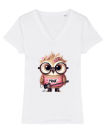 Pink Punk -owl 1 Tricou mânecă scurtă guler V Damă Evoker