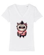 Pink Punk -owl 2 Tricou mânecă scurtă guler V Damă Evoker