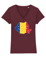 Romania, Tara mea! Tricou mânecă scurtă guler V Damă Evoker