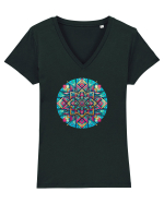 ABSTRACT GEOMETRIC  Tricou mânecă scurtă guler V Damă Evoker