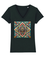 ABSTRACT GEOMETRIC 3 Tricou mânecă scurtă guler V Damă Evoker