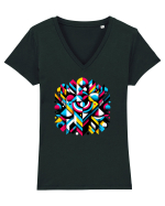 ABSTRACT GEOMETRIC MINIMALIST 1 Tricou mânecă scurtă guler V Damă Evoker