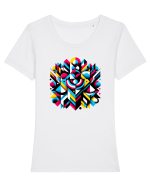 ABSTRACT GEOMETRIC MINIMALIST 1 Tricou mânecă scurtă guler larg fitted Damă Expresser