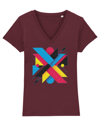 ABSTRACT GEOMETRIC MINIMALIST 3 Burgundy