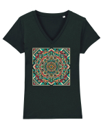 ABSTRACT GEOMETRIC 4 Tricou mânecă scurtă guler V Damă Evoker
