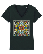ABSTRACT GEOMETRIC MINIMALIST 7 Tricou mânecă scurtă guler V Damă Evoker