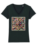 ABSTRACT GEOMETRIC 8 Tricou mânecă scurtă guler V Damă Evoker