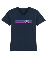Retro Cycling Purple Tricou mânecă scurtă guler V Bărbat Presenter