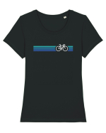 Retro Cycling Blue Tricou mânecă scurtă guler larg fitted Damă Expresser