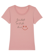Zâmbește că-ți stă bine  Tricou mânecă scurtă guler larg fitted Damă Expresser