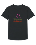 Viata e scurta. Da-i mesaj  Tricou mânecă scurtă guler larg Bărbat Skater