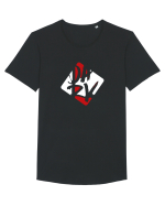 DARK (rosu, alb) Tricou mânecă scurtă guler larg Bărbat Skater