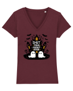 Shut yout front door - 2 ghosts Tricou mânecă scurtă guler V Damă Evoker