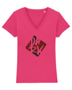 DARK (rosu, negru) Tricou mânecă scurtă guler V Damă Evoker
