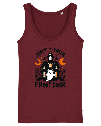 Shut your front door - cute  ghost Burgundy