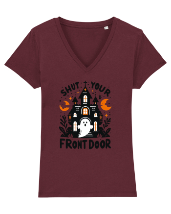 Shut your front door - cute  ghost Burgundy
