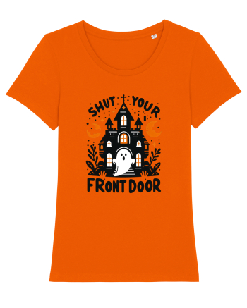 Shut your front door - cute  ghost Bright Orange