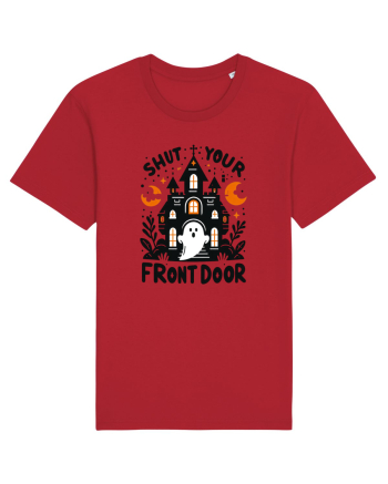 Shut your front door - cute  ghost Red