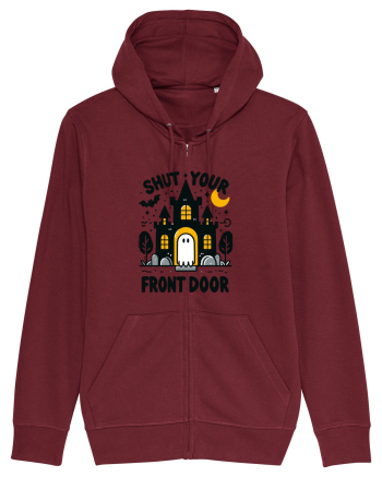 Shut your front door - cute yellow  ghost Burgundy