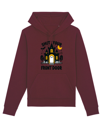 Shut your front door - cute yellow  ghost Burgundy